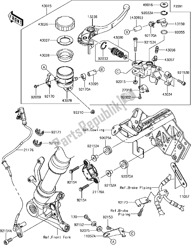 All parts for the F-6 Front Master Cylinder of the Kawasaki ZX 1000 Ninja 2017