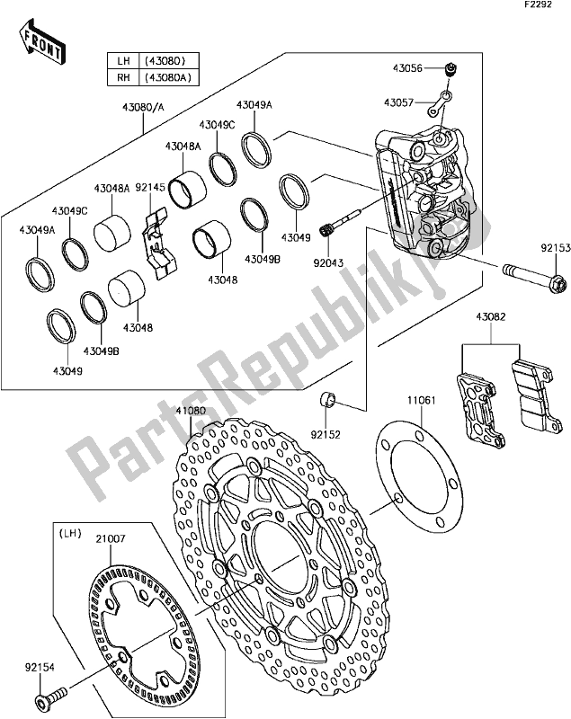 Todas las partes para F-7 Front Brake de Kawasaki ZX 1000 Ninja 2017