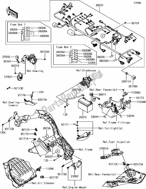 Todas as partes de G-9 Chassis Electrical Equipment(2/2) do Kawasaki ZX 1000 Ninja 2017