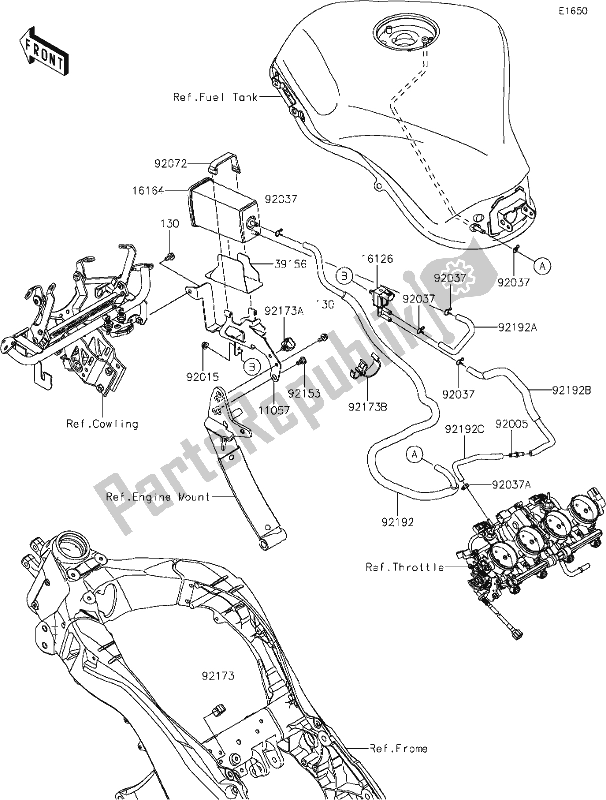 All parts for the 21 Fuel Evaporative System of the Kawasaki ZX 1000 Ninja 2018