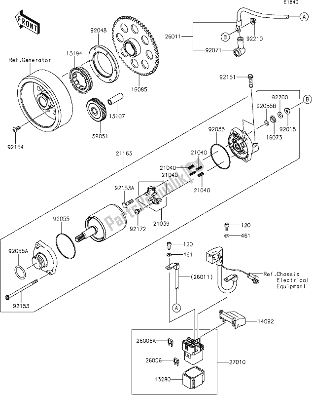 All parts for the 25 Starter Motor of the Kawasaki ZX 1000 Ninja 2018