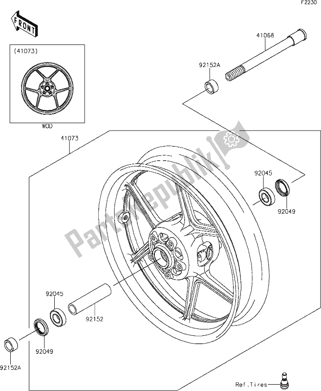 Todas as partes de 38 Front Hub do Kawasaki ZX 1000 Ninja 2018