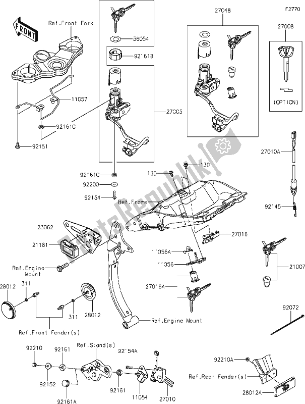 All parts for the 57 Ignition Switch of the Kawasaki ZX 1000 Ninja 2018