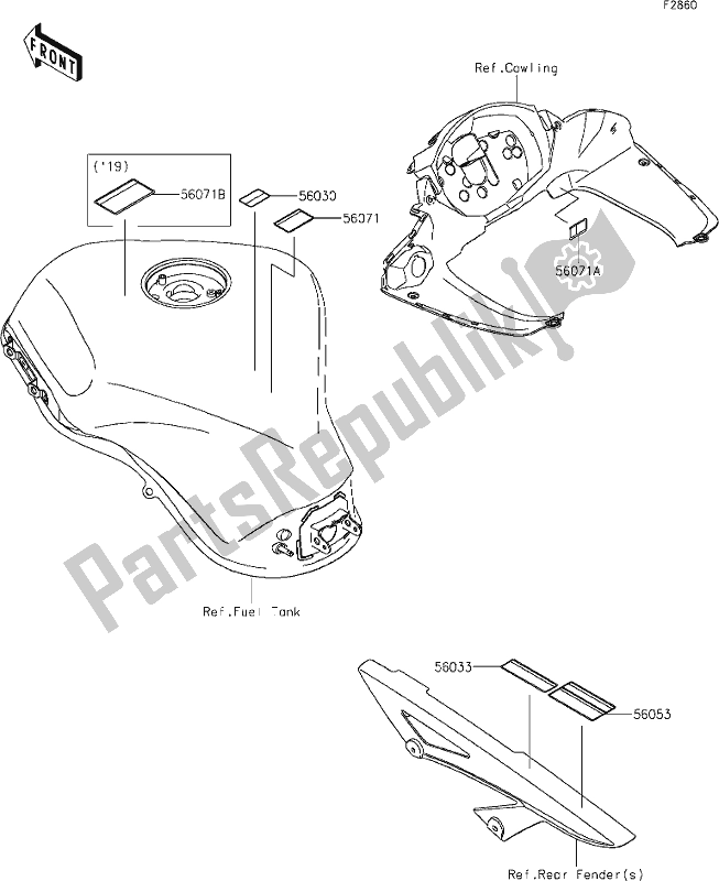 All parts for the 59 Labels of the Kawasaki ZX 1000 Ninja 2018