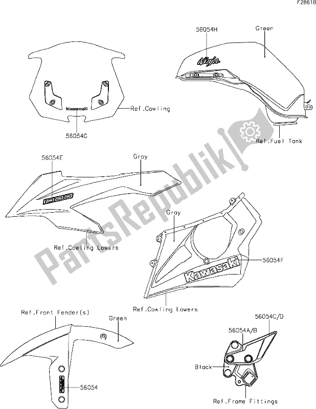 Todas las partes para 62 Decals(green)(wjf) de Kawasaki ZX 1000 Ninja 2018