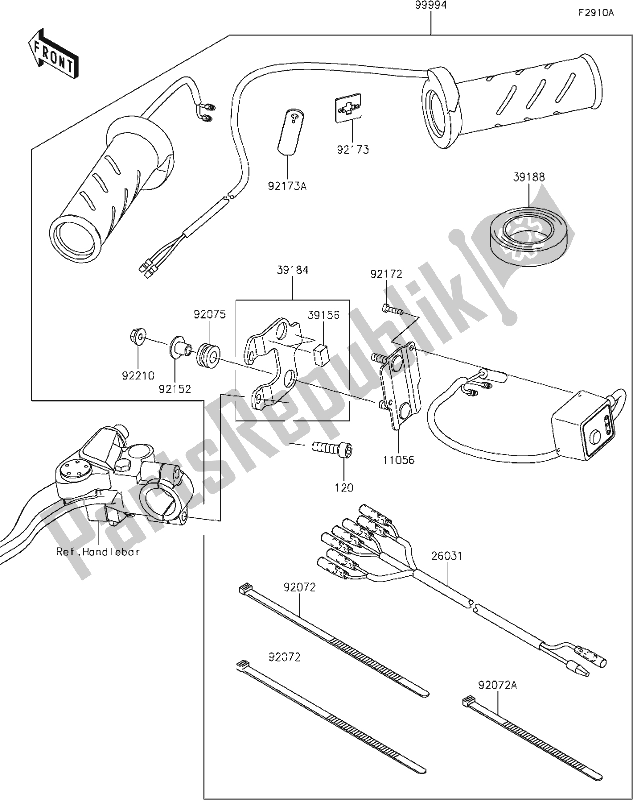 All parts for the 69 Accessory(grip Heater) of the Kawasaki ZX 1000 Ninja 2018