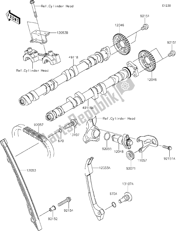 All parts for the 7 Camshaft(s)/tensioner of the Kawasaki ZX 1000 Ninja 2018