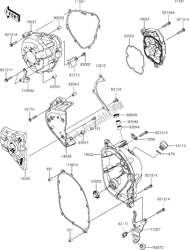 All parts for the 16 Engine Cover(s) of the Kawasaki ZX 1000 Ninja 2019