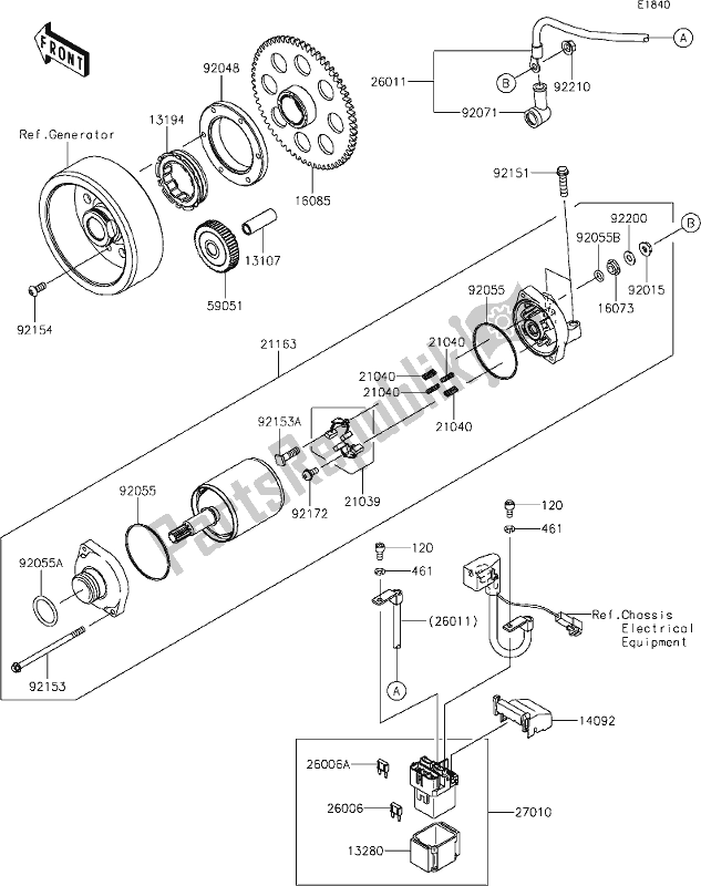 All parts for the 25 Starter Motor of the Kawasaki ZX 1000 Ninja 2019