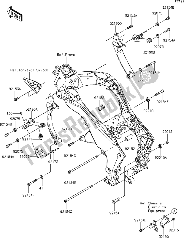 Todas las partes para 29 Engine Mount de Kawasaki ZX 1000 Ninja 2019