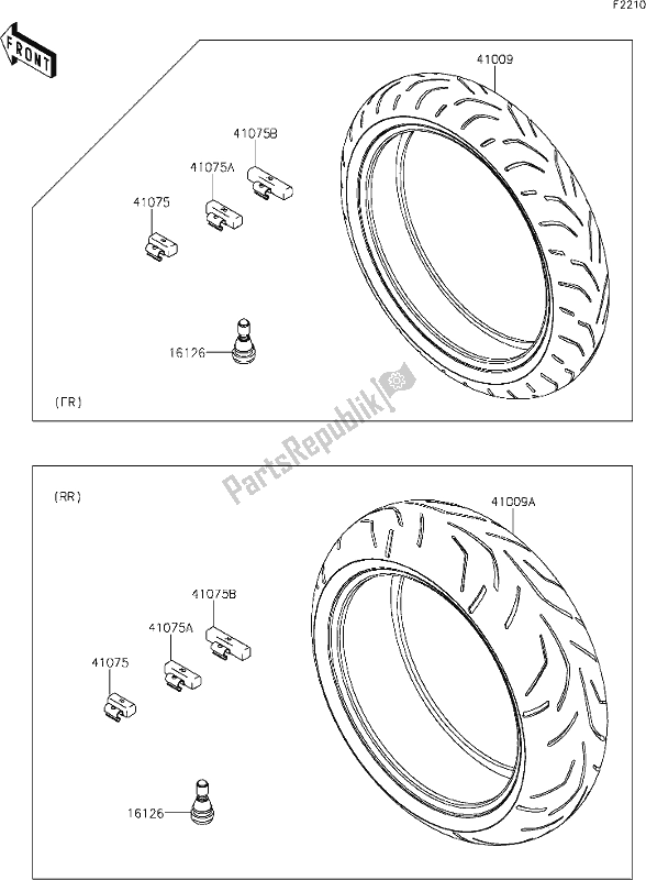 Toutes les pièces pour le 37 Tires du Kawasaki ZX 1000 Ninja 2019