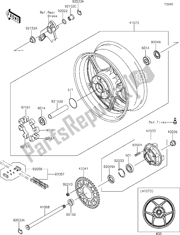 Todas as partes de 39 Rear Hub do Kawasaki ZX 1000 Ninja 2019