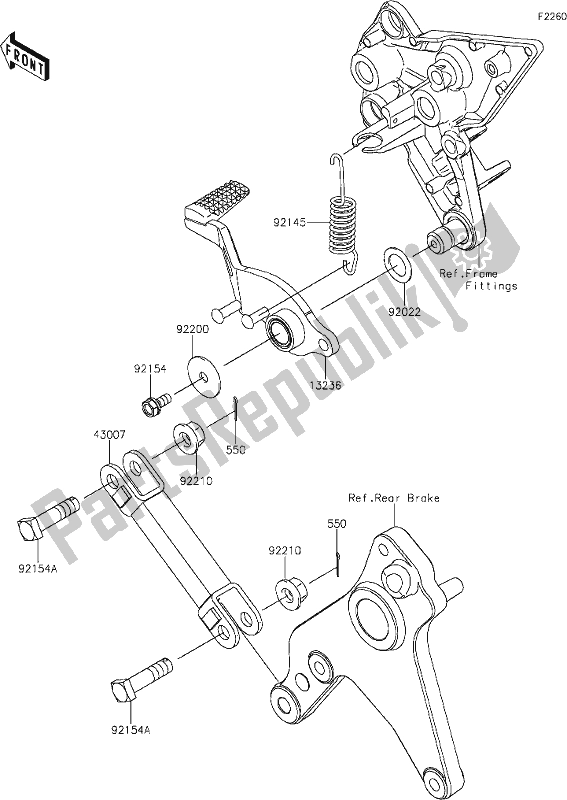 Alle onderdelen voor de 40 Brake Pedal van de Kawasaki ZX 1000 Ninja 2019