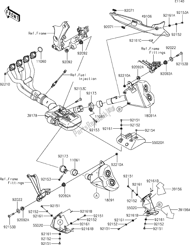 All parts for the 5 Muffler(s) of the Kawasaki ZX 1000 Ninja 2019