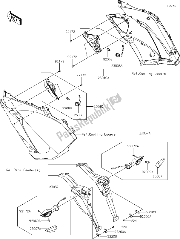 Alle onderdelen voor de 55 Turn Signals van de Kawasaki ZX 1000 Ninja 2019