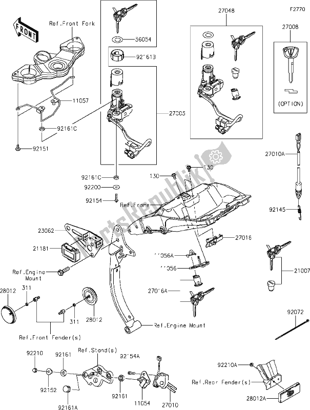 All parts for the 57 Ignition Switch of the Kawasaki ZX 1000 Ninja 2019