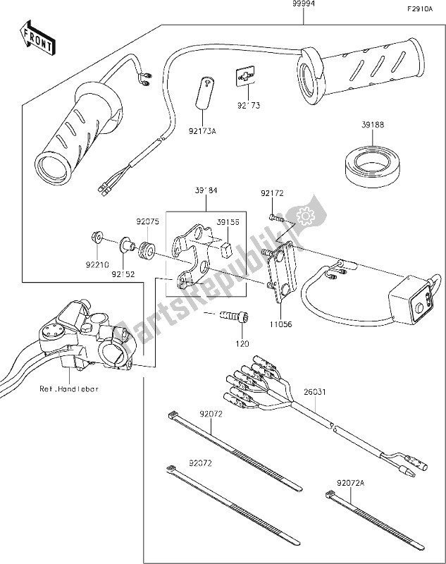 Alle onderdelen voor de 69 Accessory(grip Heater) van de Kawasaki ZX 1000 Ninja 2019