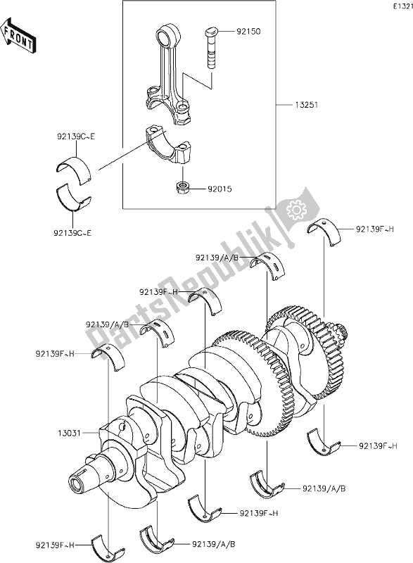 Alle onderdelen voor de 8 Crankshaft van de Kawasaki ZX 1000 Ninja 2019