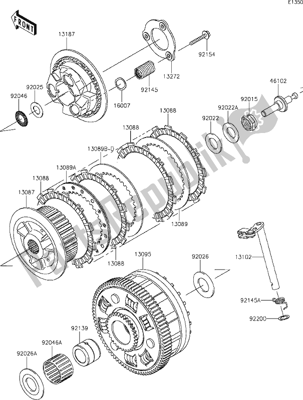 All parts for the 10 Clutch of the Kawasaki ZX 1000 Ninja 2019