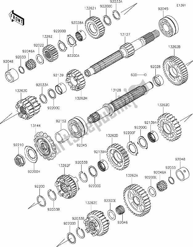 All parts for the 11 Transmission of the Kawasaki ZX 1000 Ninja 2019