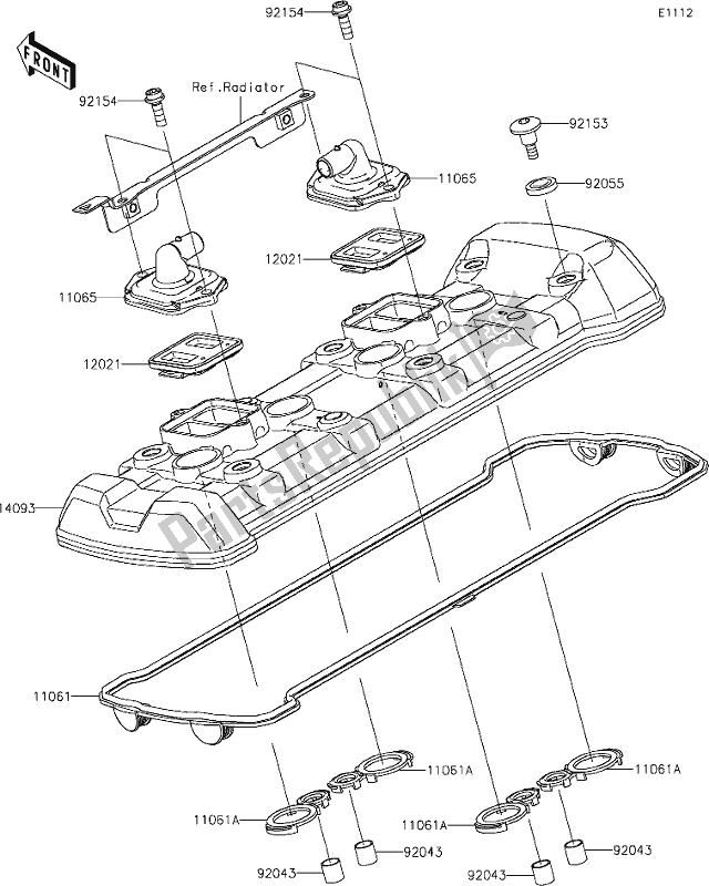 Alle onderdelen voor de 2 Cylinder Head Cover van de Kawasaki ZX 1000 Ninja 2019