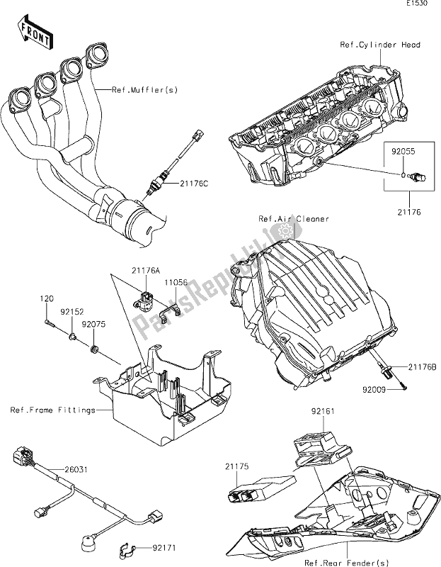 Alle onderdelen voor de 20 Fuel Injection van de Kawasaki ZX 1000 Ninja 2019