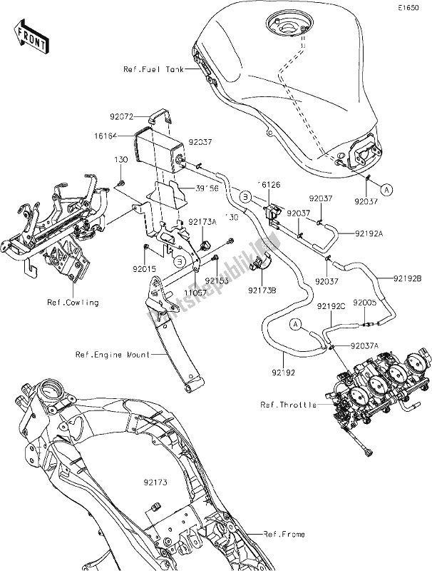 All parts for the 21 Fuel Evaporative System of the Kawasaki ZX 1000 Ninja 2019