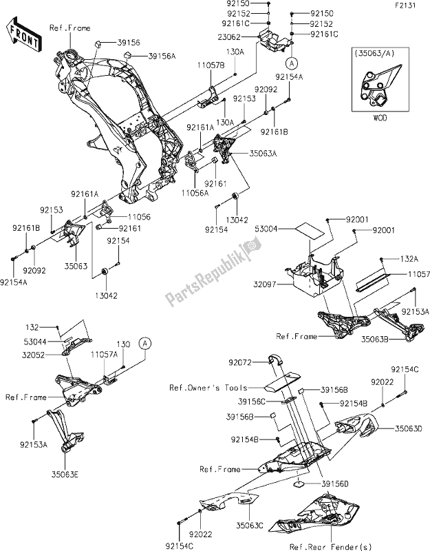 All parts for the 30-1frame Fittings of the Kawasaki ZX 1000 Ninja 2019