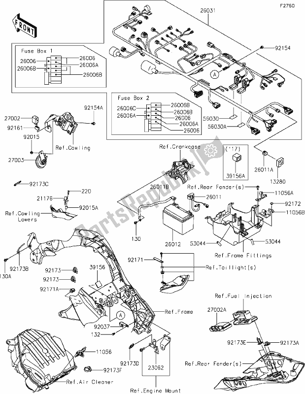 Toutes les pièces pour le 56 Chassis Electrical Equipment du Kawasaki ZX 1000 Ninja 2019