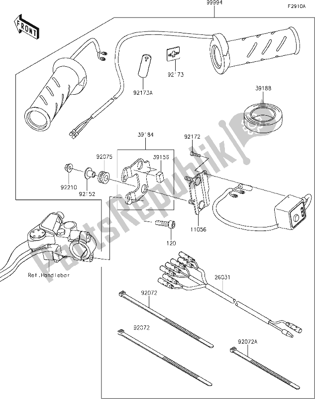 Alle onderdelen voor de 69 Accessory(grip Heater) van de Kawasaki ZX 1000 Ninja 2019