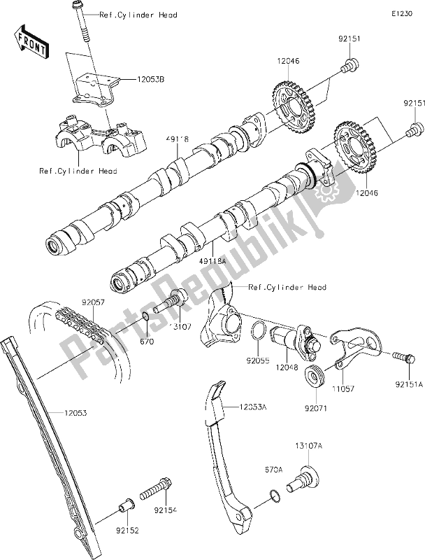 All parts for the 7 Camshaft(s)/tensioner of the Kawasaki ZX 1000 Ninja 2019