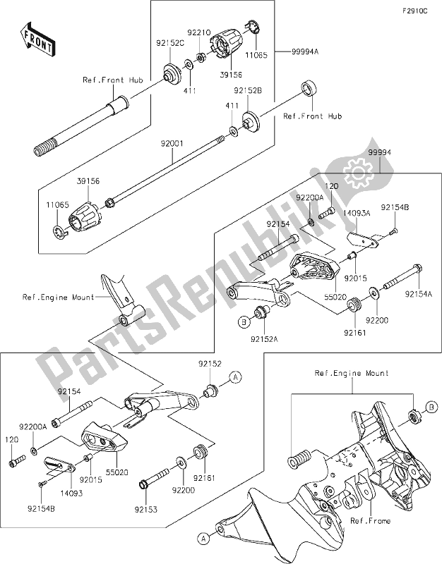 Alle onderdelen voor de 71 Accessory(slider) van de Kawasaki ZX 1000 Ninja 2019