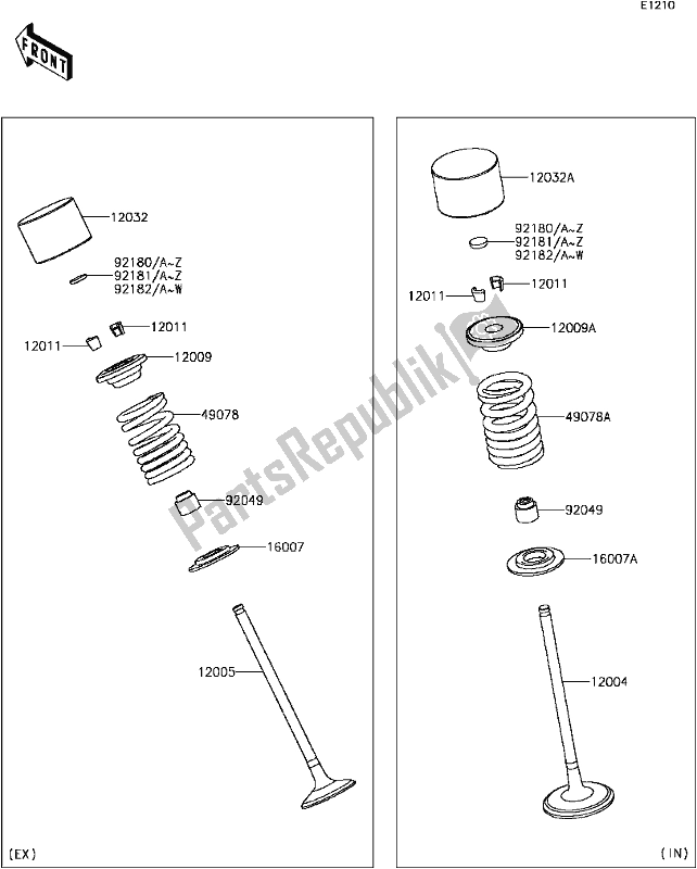 All parts for the B-10valve(s)(3/3) of the Kawasaki ZX 1000 Ninja ZX-10R ABS 2017