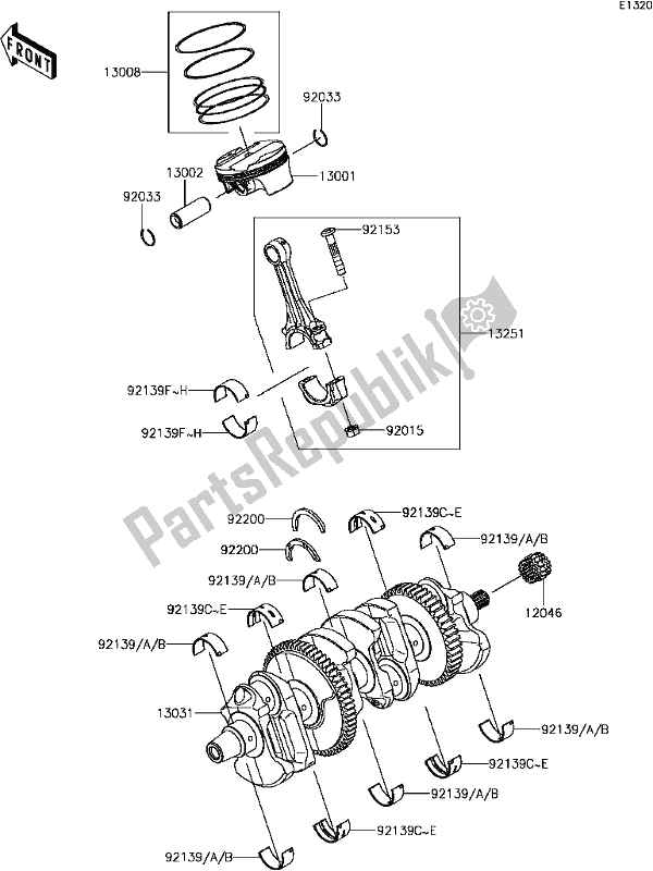 Tutte le parti per il B-12crankshaft/piston(s) del Kawasaki ZX 1000 Ninja ZX-10R ABS 2017