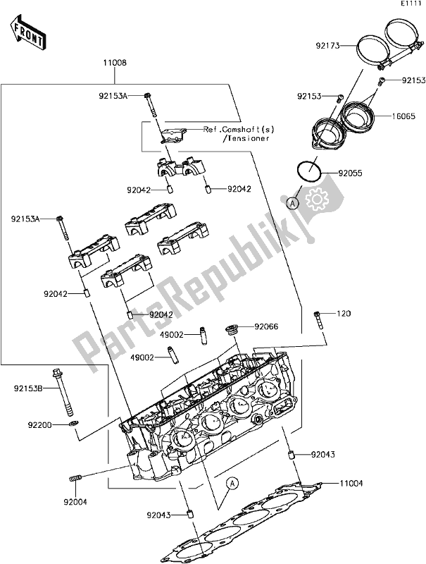 Alle onderdelen voor de B-3 Cylinder Head van de Kawasaki ZX 1000 Ninja ZX-10R ABS 2017