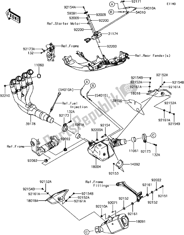 Tutte le parti per il B-7 Muffler(s) del Kawasaki ZX 1000 Ninja ZX-10R ABS 2017