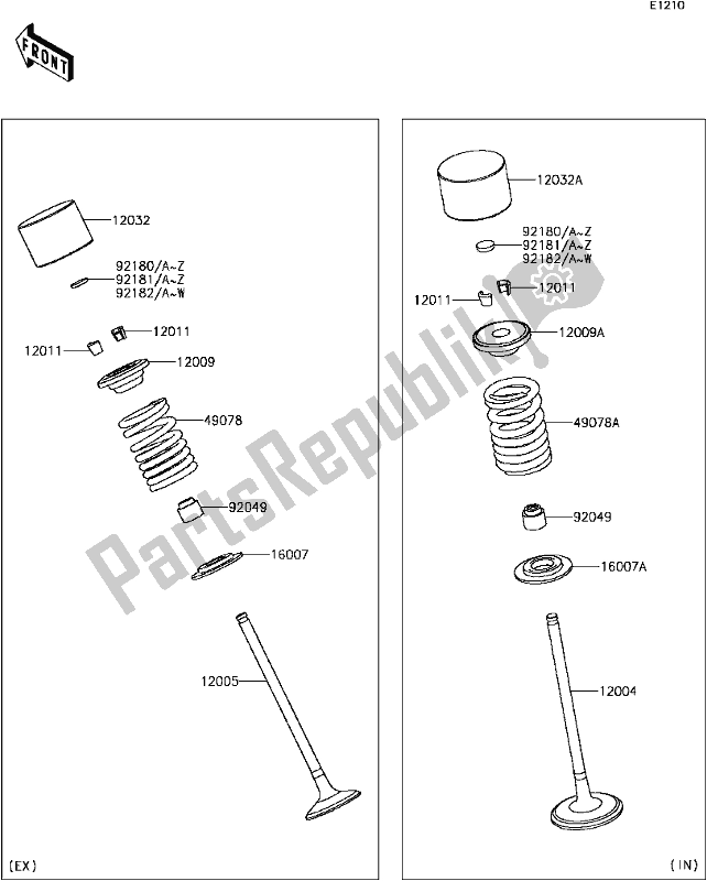 All parts for the B-8 Valve(s)(1/3) of the Kawasaki ZX 1000 Ninja ZX-10R ABS 2017