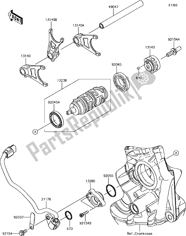 All parts for the C-4 Gear Change Drum/shift Fork(s) of the Kawasaki ZX 1000 Ninja ZX-10R ABS 2017