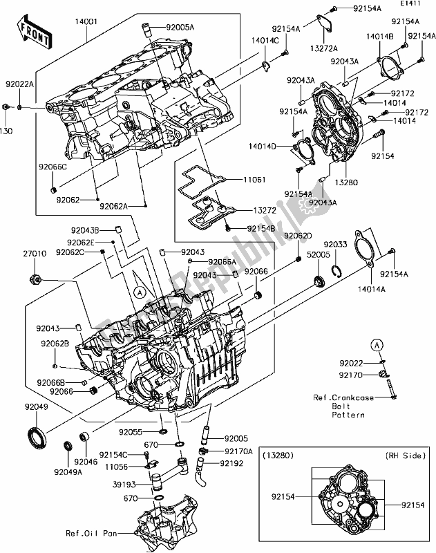 Tutte le parti per il C-6 Crankcase(1/2) del Kawasaki ZX 1000 Ninja ZX-10R ABS 2017