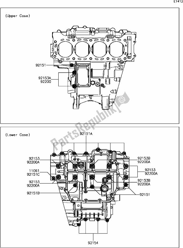 All parts for the C-8 Crankcase Bolt Pattern of the Kawasaki ZX 1000 Ninja ZX-10R ABS 2017
