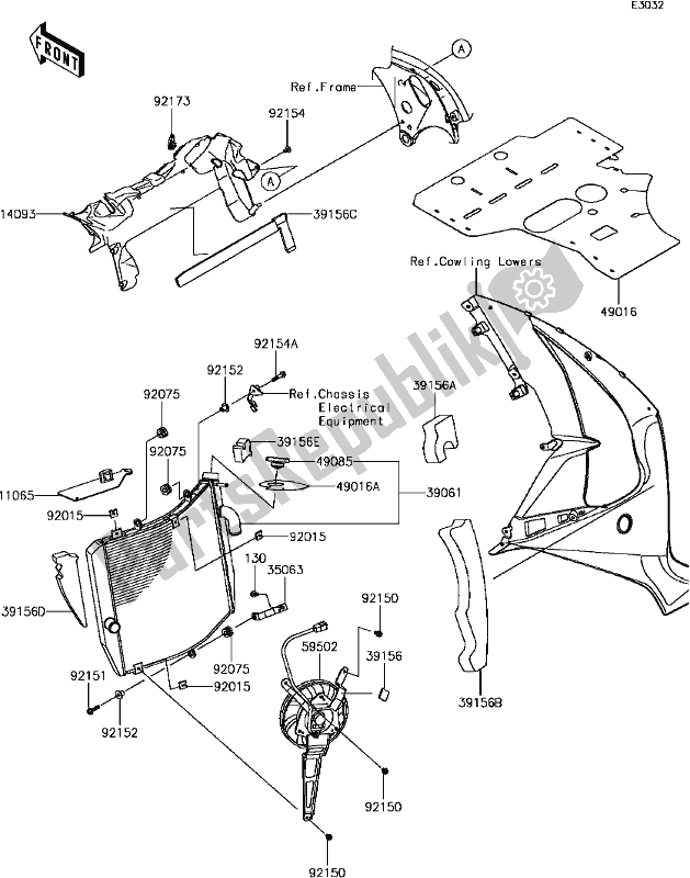 Tutte le parti per il D-7 Radiator del Kawasaki ZX 1000 Ninja ZX-10R ABS 2017