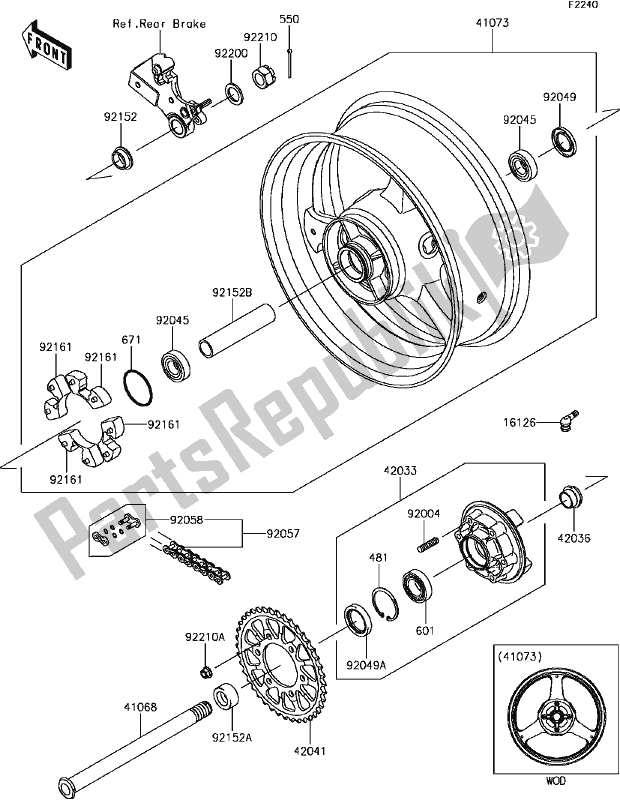 All parts for the E-14rear Hub of the Kawasaki ZX 1000 Ninja ZX-10R ABS 2017