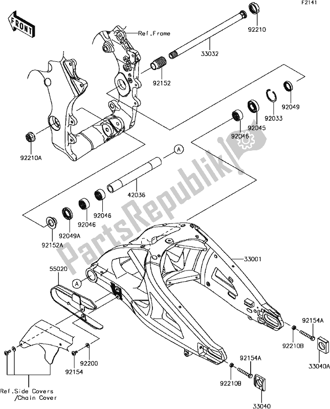 All parts for the E-6 Swingarm of the Kawasaki ZX 1000 Ninja ZX-10R ABS 2017