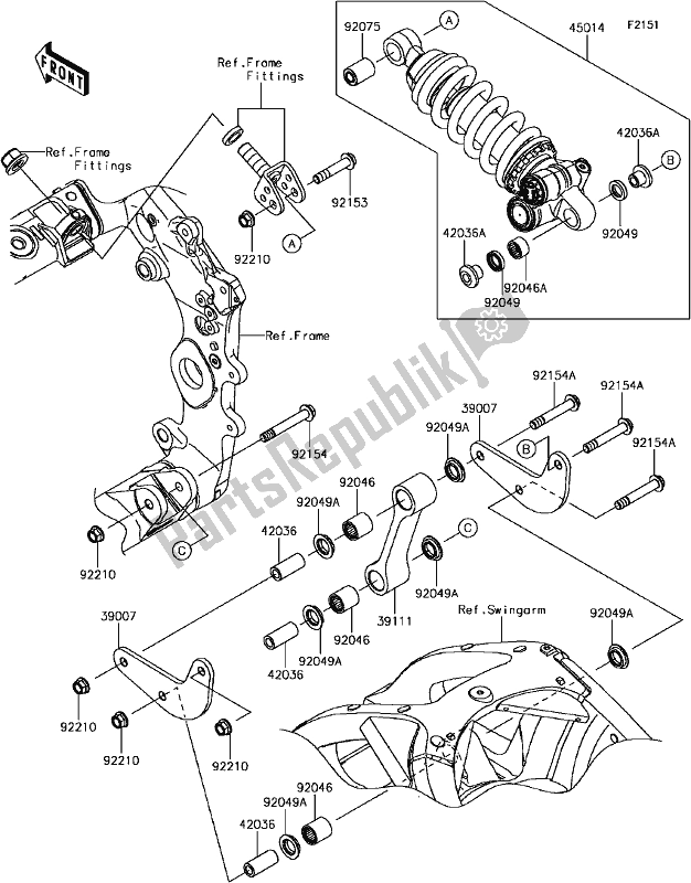 Tutte le parti per il E-7 Suspension/shock Absorber del Kawasaki ZX 1000 Ninja ZX-10R ABS 2017