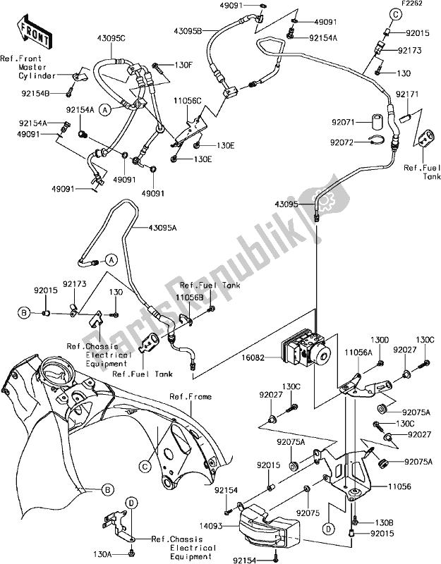 Tutte le parti per il F-4 Brake Piping del Kawasaki ZX 1000 Ninja ZX-10R ABS 2017