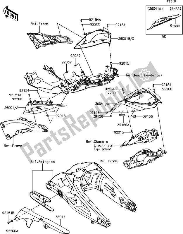 All parts for the G-6 Side Covers/chain Cover of the Kawasaki ZX 1000 Ninja ZX-10R ABS 2017