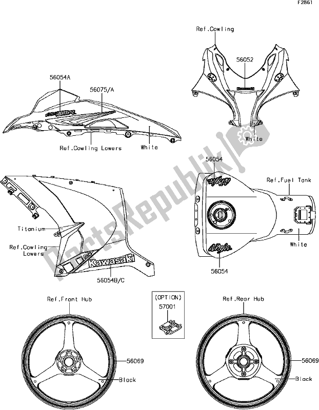 Toutes les pièces pour le H-3 Decals(white)(shf) du Kawasaki ZX 1000 Ninja ZX-10R ABS 2017