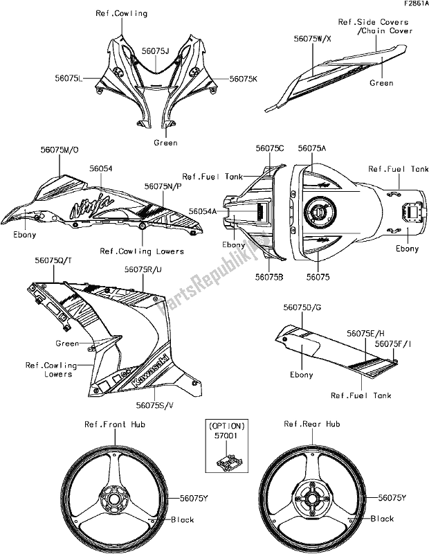 All parts for the H-4 Decals(green)(shfa) of the Kawasaki ZX 1000 Ninja ZX-10R ABS 2017