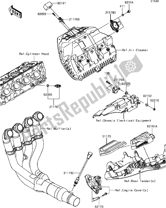 Alle onderdelen voor de C-13fuel Injection van de Kawasaki ZX 1000 Ninja ZX-10R ABS KRT 2017