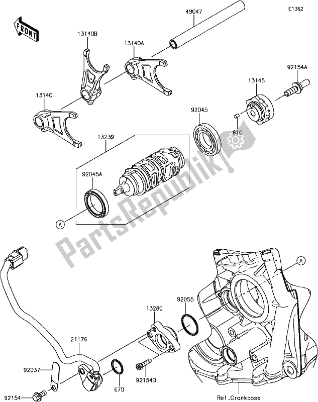 Wszystkie części do C-4 Gear Change Drum/shift Fork(s) Kawasaki ZX 1000 Ninja ZX-10R ABS KRT 2017